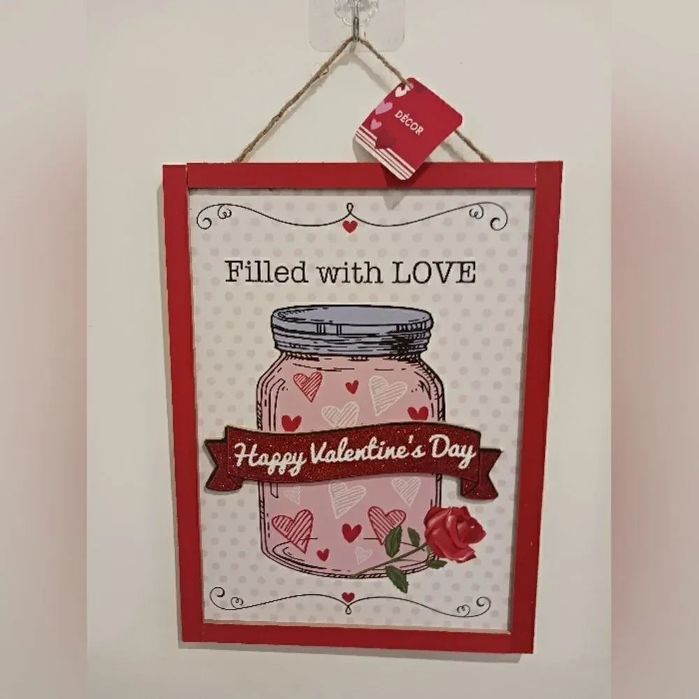 3 for $26 - Valentine’s Day Filled with Love Hanging Signs Decor - Set of 2
